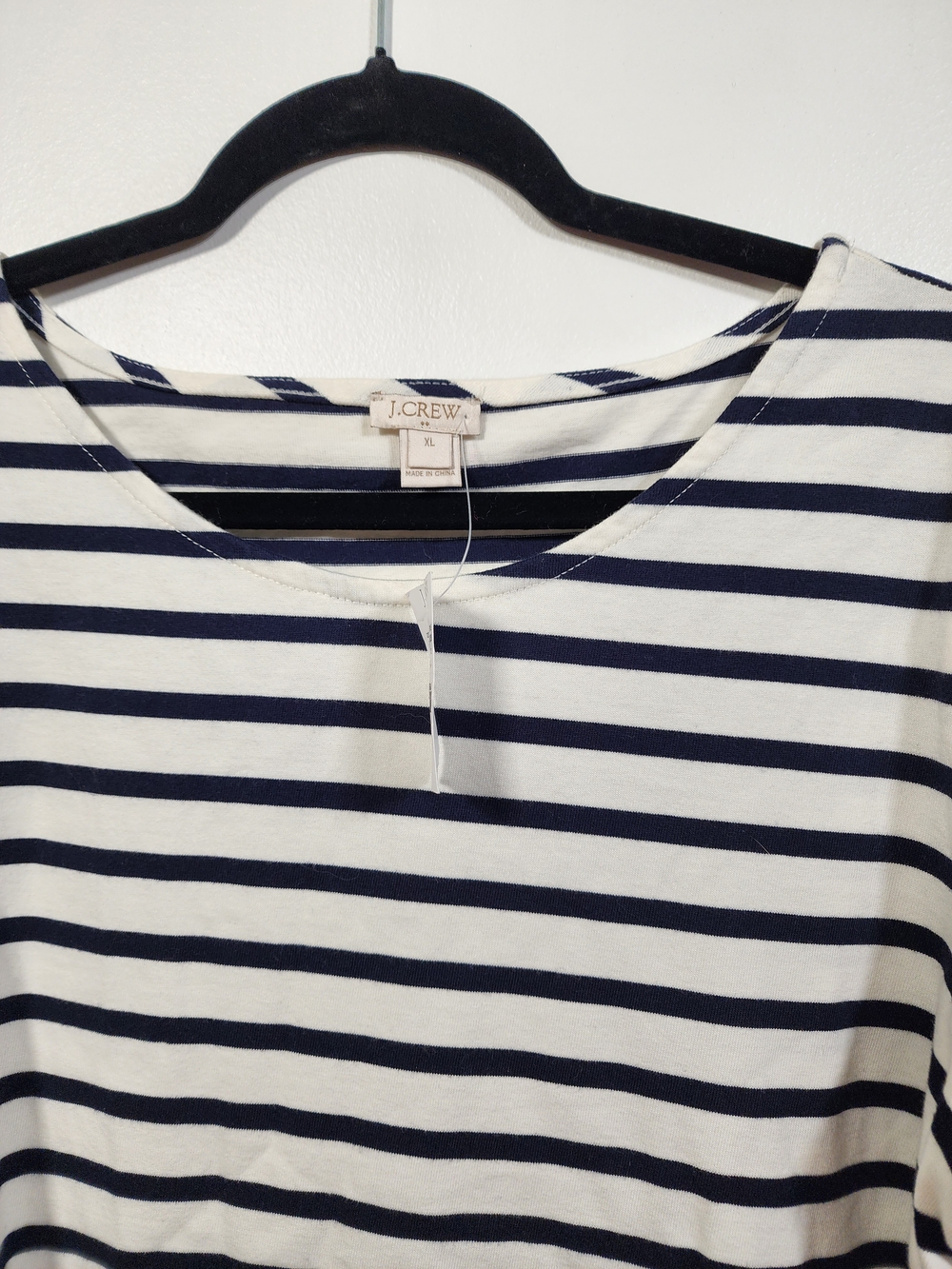 J. CREW Striped Ruffle-Sleeve Women’s Top - White & Black Coastal Chic - Picture 4 of 6
